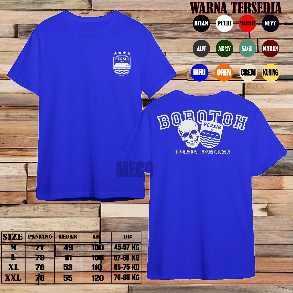 T-SHIRT DISTRO TRBARU BOBOTOH PERSIB //BAJU SUPORTER BOLA//BAJU MOTOR // BAJU KEREN COMBET 30S ADEM 