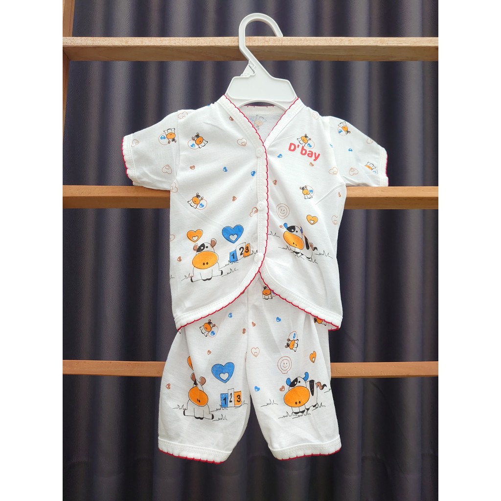 baju newborn lusinan 24pcs / 12 Stelan  baju Bayi lengan pendek 1 pcs fullprint Newborn - Ukuran S M