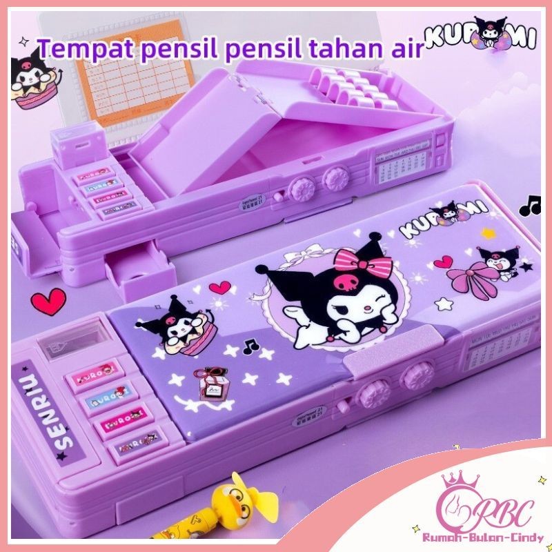 

[Penjual Lokal] Tempat Pensil Kata Sandi Multifungsi KUROMI Kotak Pensil Kedua Sisi Pola Kartun SANRIO