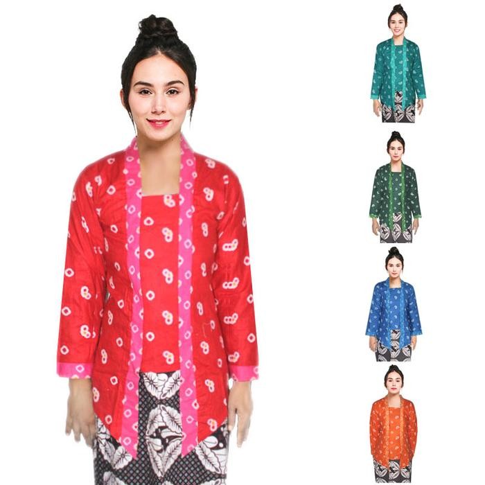 

Kebaya Kutubaru Motif Jumputan Katun Dress Wanita - Hitam, M