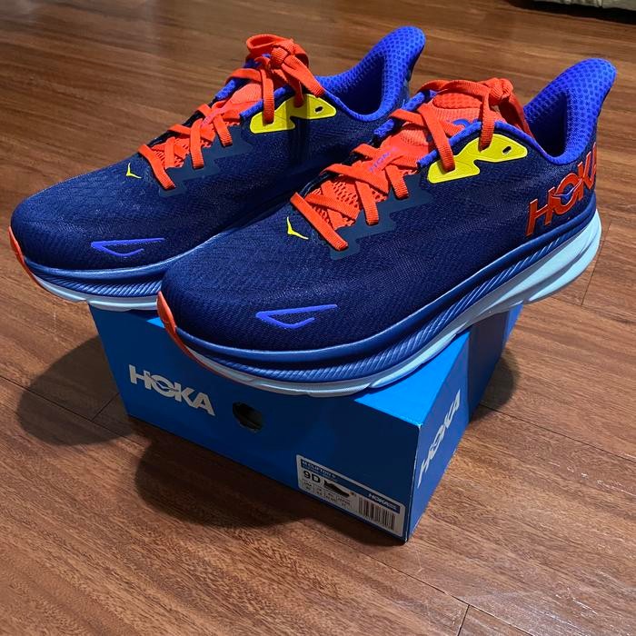 Sepatu Hoka Clifton 9 Mens Road Running Shoes ORIGINAL - Biru Navy