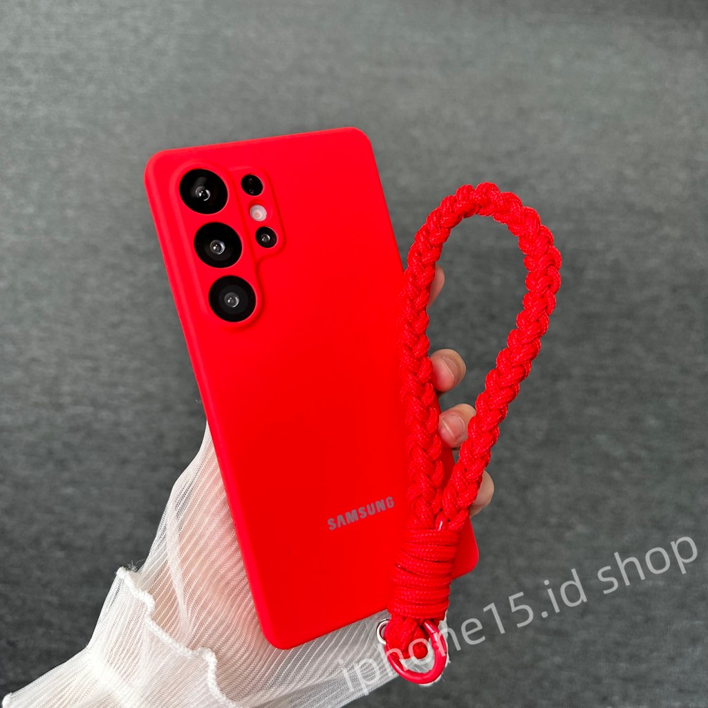 Red Liquid Silicone Official Phone Case for Samsung Galaxy S25 S24 S23 S22 S21 Plus Ultra FE Woven W