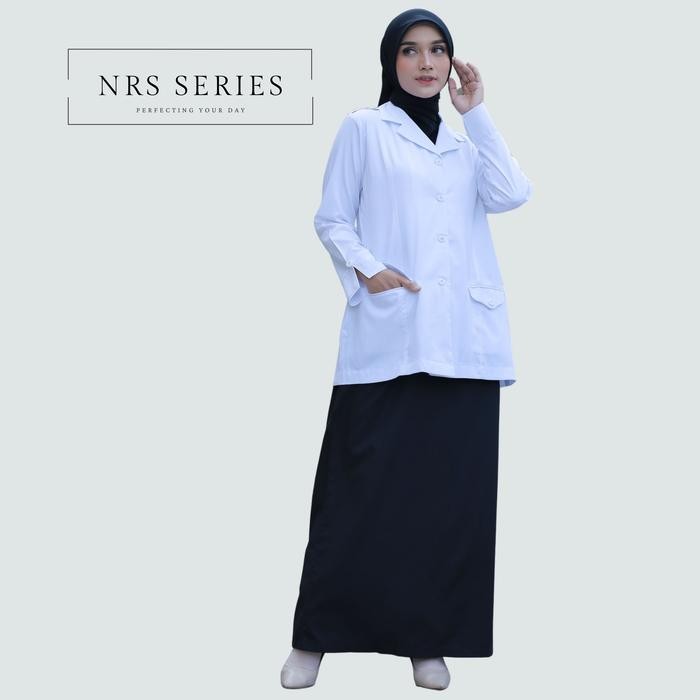 NRS Series - Baju PDH Putih Seragam Dinas PNS Wanita - hitam putih set rok, S