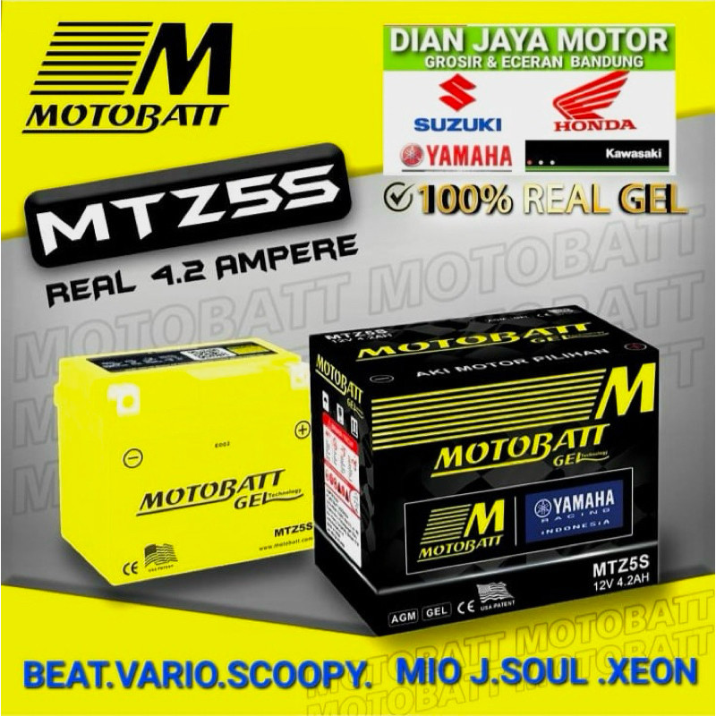 AKI /ACCU MOTOR YAMAHA MOTOBATT MTZ5S MF MIO J.MIO SOUL .XEON.VIXION.BISON MX NEW JUPUTER ZI XEON RC