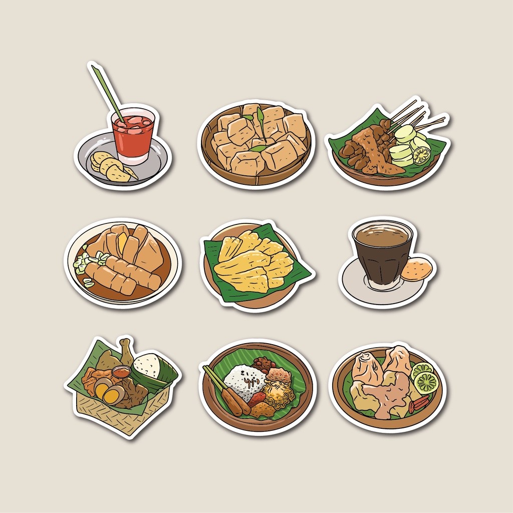 

Sticker Pack Indonesian Food | Sticker Tumbler | Stiker Laptop Koper Helm