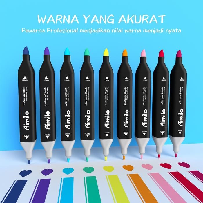 

TERLARIS! [READY] Aimilo Spidol Warna Warni 1 Set Sketch Marker 2 Tip Touch Marker 48/60/80 Warna Stationery Blue Plastik Foto Karton - Isi 48