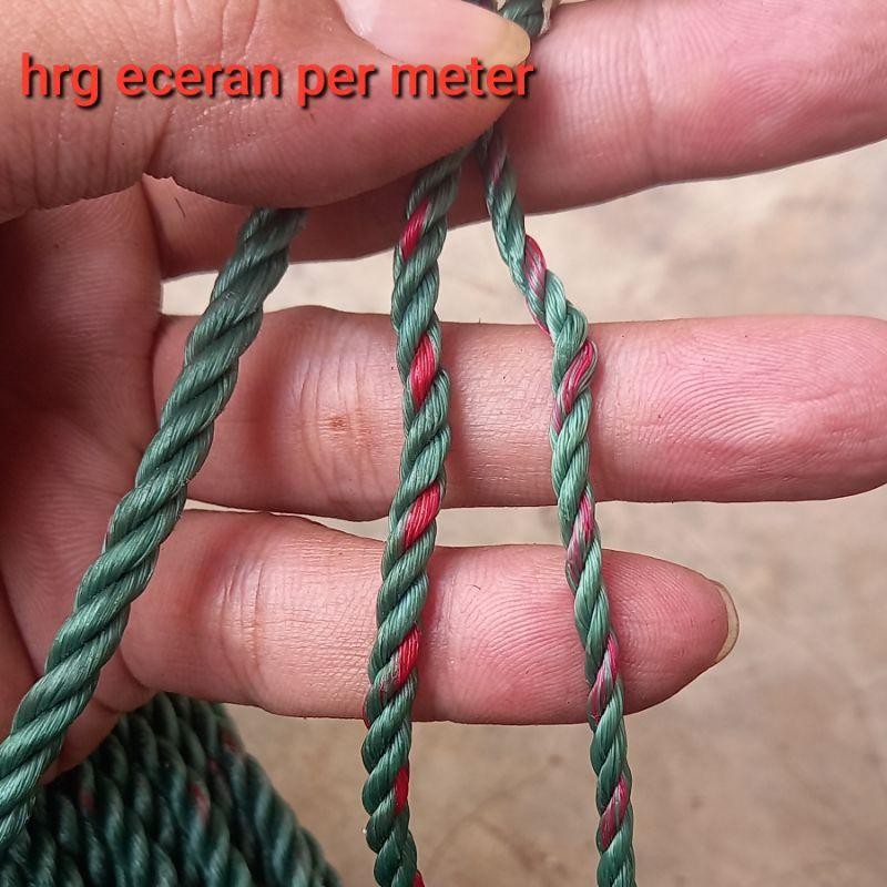 

tali tambang plastik 3mm 4mm 5mm per meter hijau bintik merah pe