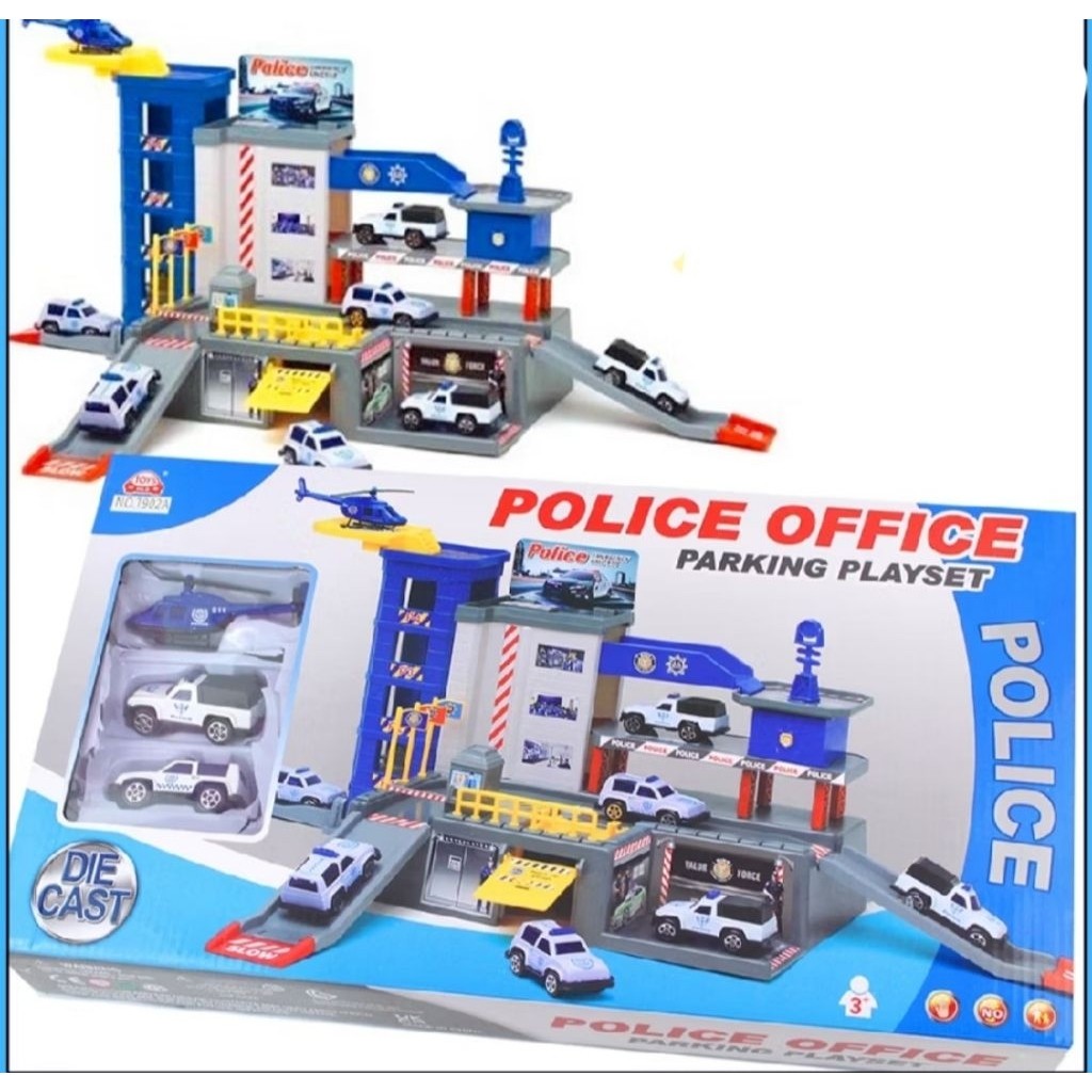 Mainan Track Mobil Anak Cowok Track Car Police Office Parking Play setT902ACO