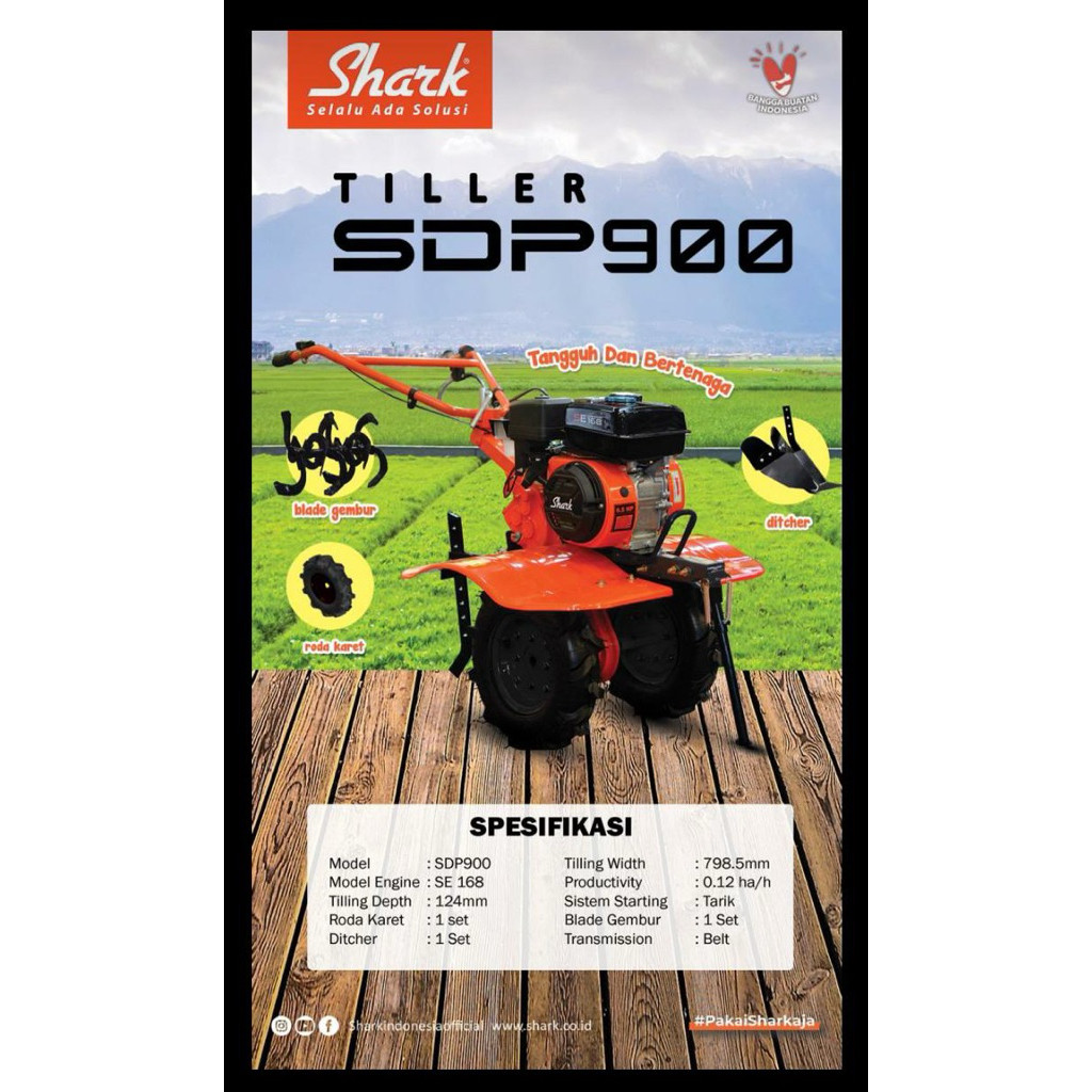 PROMO. MINI TILLER SHARK SDP 900 MESIN BAJAK SAWAH TRAKTOR MINI SHARK BERTENAGA