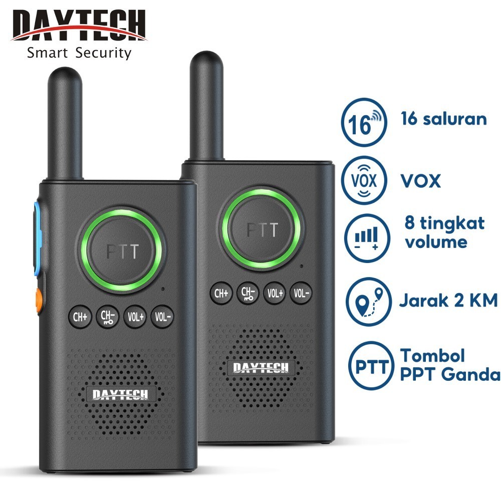 Daytech HT Mini Dual Band Walkie Talkie 16 Channels Handy Talky Jarak Jauh Komunikasi WT08 terlaris