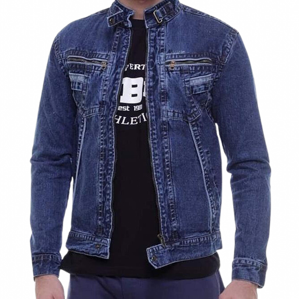 Rei Jeans - Jaket Denim Resleting Pria Tebal Zipper Biowash Jumbo M L XL XXL XXXL Terbaik