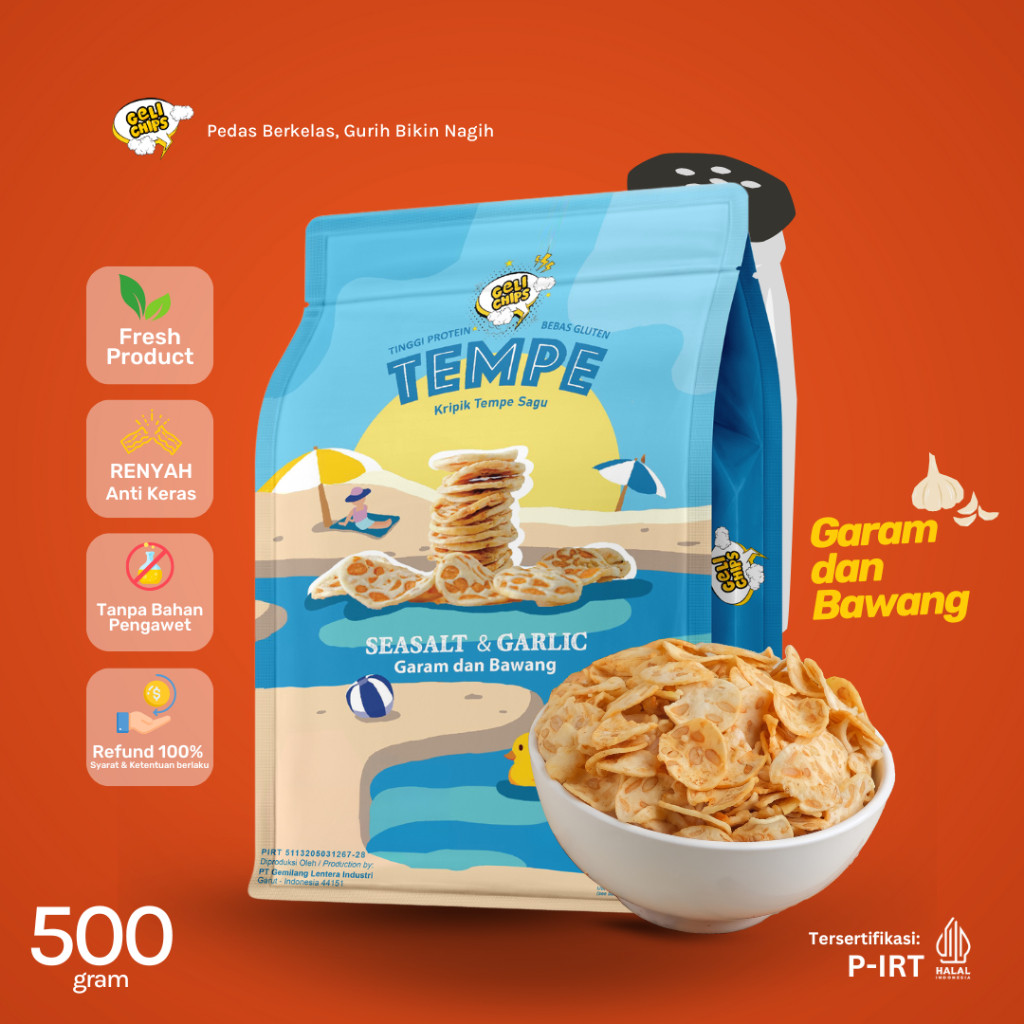 

GELICHIPS - 500gr Keripik Tempe Seasalt Renyah Gurih Camilan