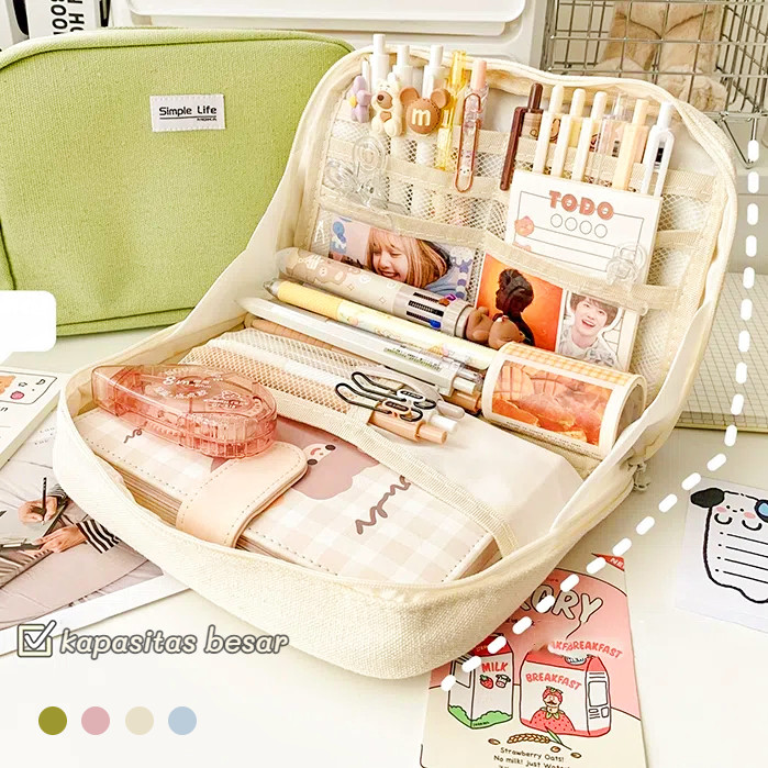 

12-Layer Tas Tempat Pensil Case / Multifungsi Tas Perlengkapan Kantor Dan Anak Sekolah / Canvas Pencil Box / Back To School Stationery Supplies