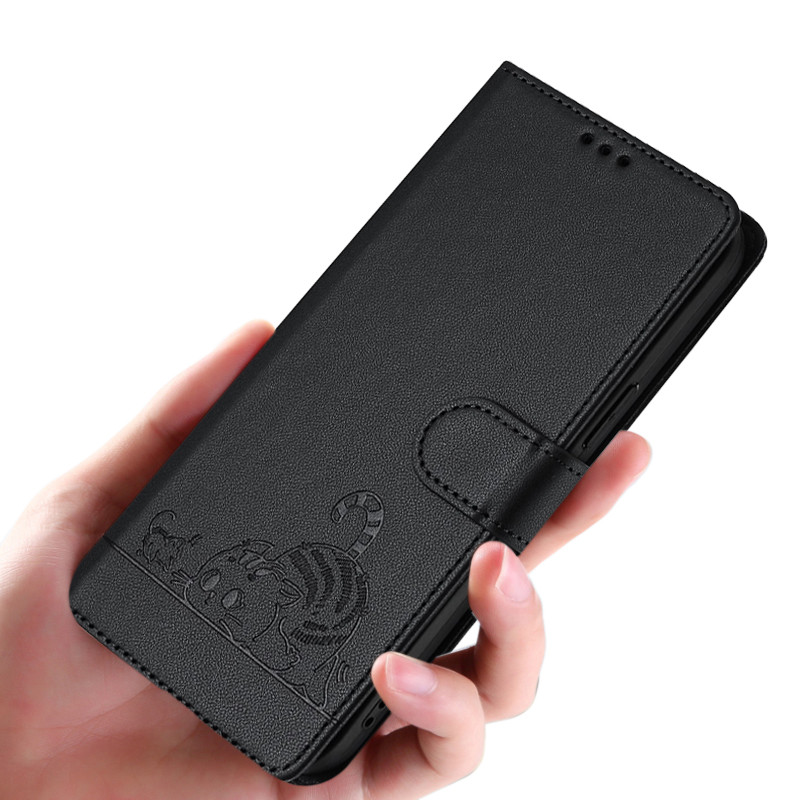 For SONY Xperia 1VII Phone case Cute Cat Themed Relief Pattern Flip Cover Foldable Stand Card Slot F