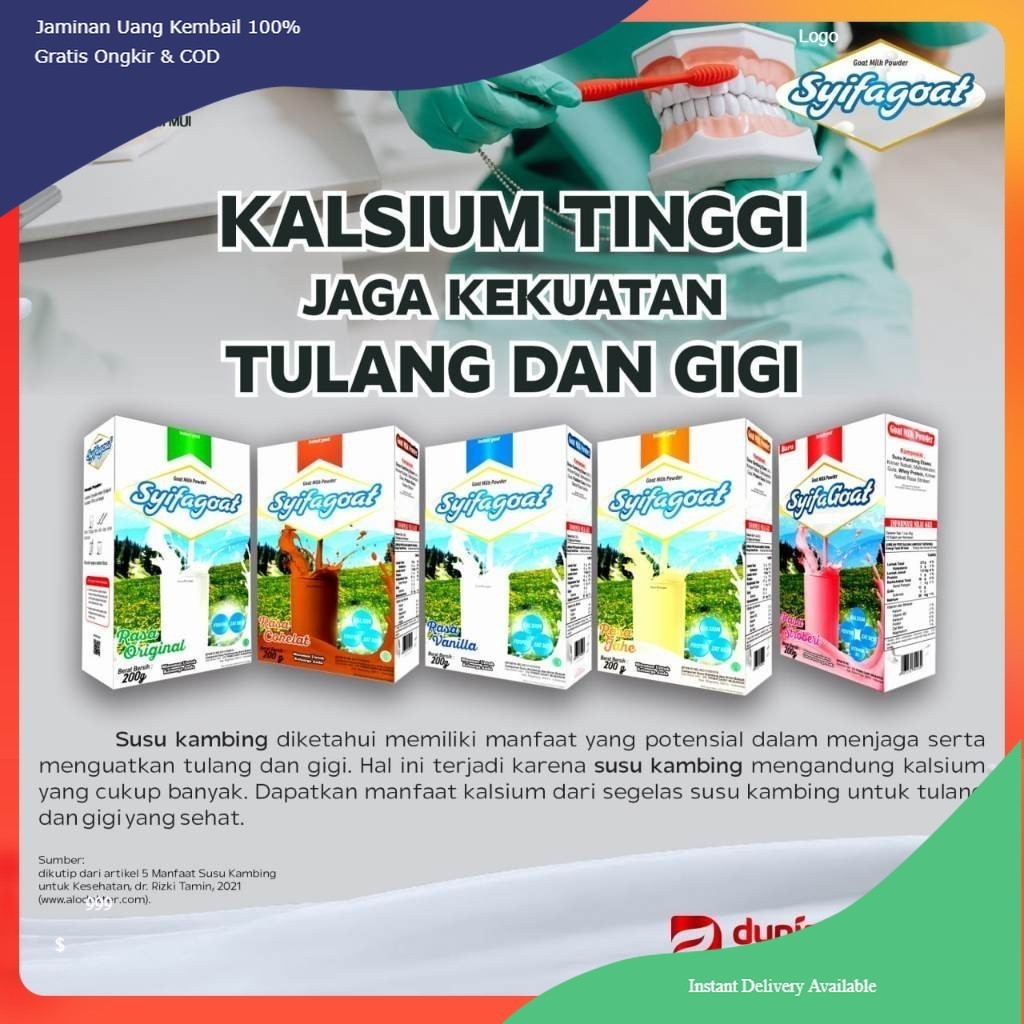

Susu syifagoat Kalsium Tinggi Solusi Sendi, Tulang, Dan Gigi Toko Herbal Kota Batu Nutriomil