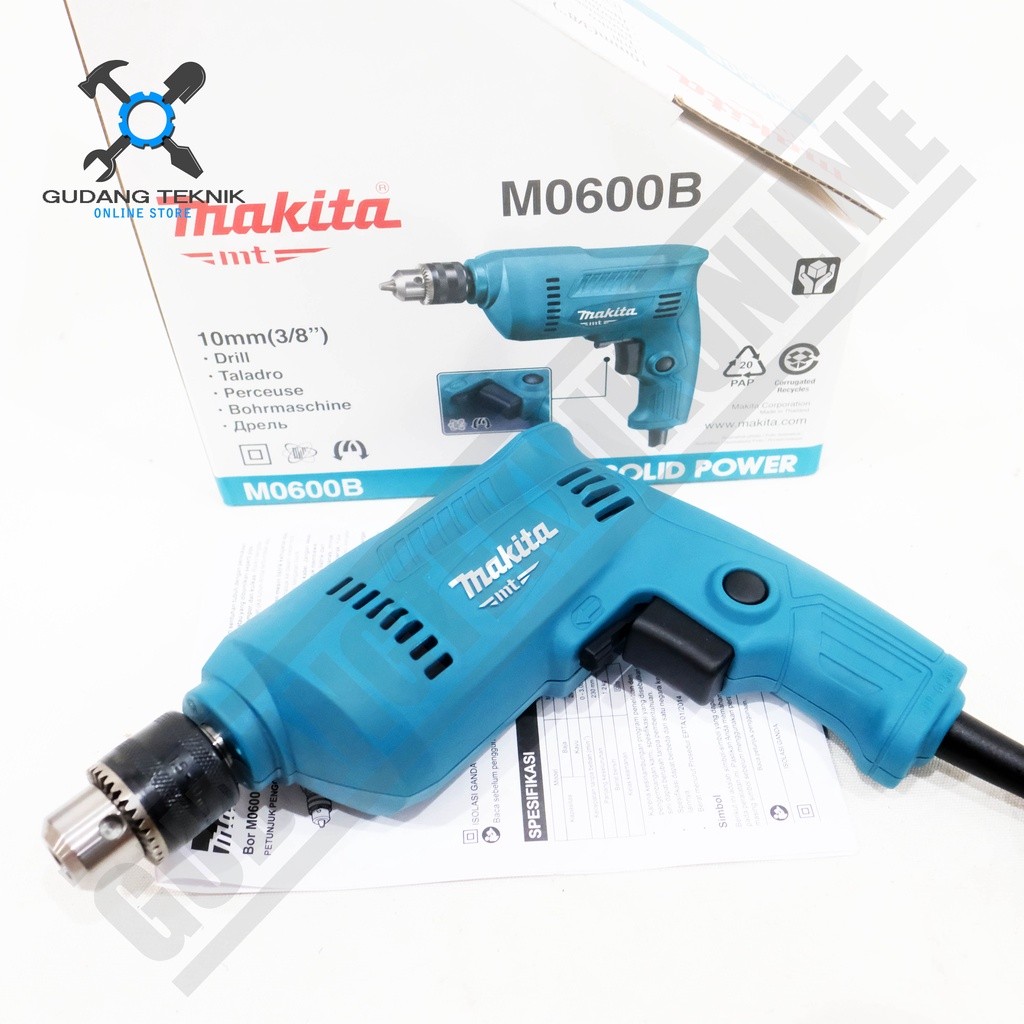 Mesin Bor Listrik 10mm MAKITA M0600B MAKTEC MT60 / Mesin Bor Besi Kayu Beton 10 mm MT 60 - Elektrik 