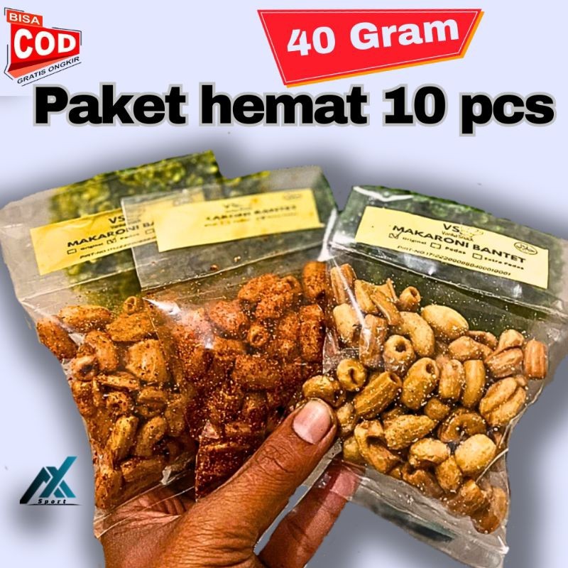 

PAKET HEMAT 10 PCS 40 GRAM MAKARONI BANTET/KRIWIL/KERANG/KERUPUK SEBLAK/ MAKARONI PEDAS
