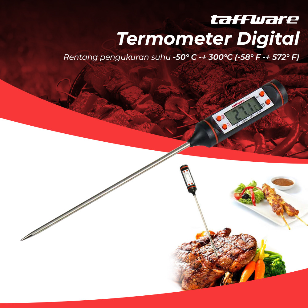 

ORIGINAL Taffware Termometer Pengukur Suhu Makanan Digital Daging Kopi Susu - TP101