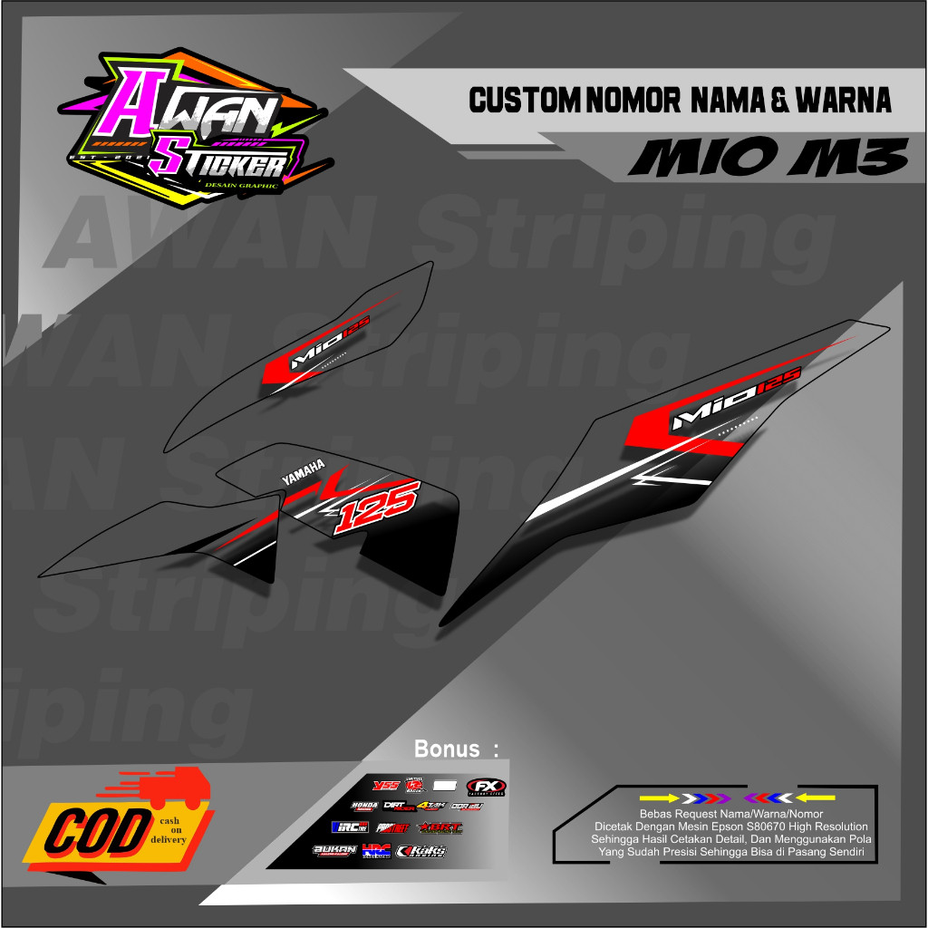 Stiker Striping Mio M3 / Striping Mio Z Transparan- Sticker Motor Yamaha Mio Ori Design