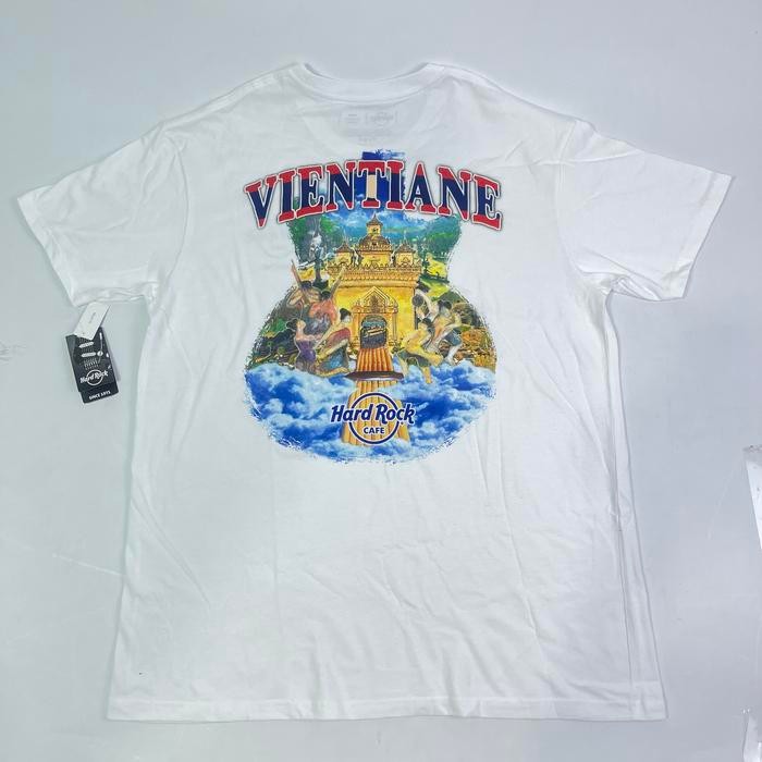 Hard Rock Cafe City Tee Vientiane Laos White Vintage T Shirt T-Shirt Merchandise Baju Kaos Tee HardR