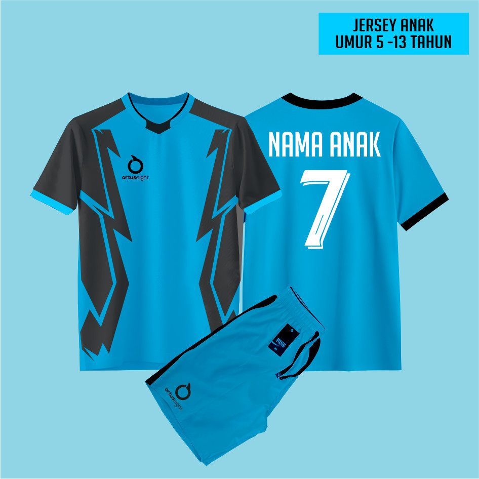 FREE SABLON Baju Bola 5-15 Tahun Jersey Futsal Custom Jersey Bola Baju Futsal Sablon Nama + Nomor Or