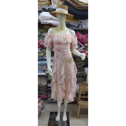 - RALINE pink sabrina dress woman  / korean summer dress / beachwear bali / casual dress / party dre