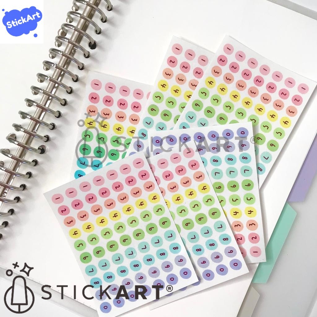 

[STICKART] Transparent Colorful Sticker Number/ Stiker Angka deco Journal BAHAN DAN KWALITAS PREMIUM