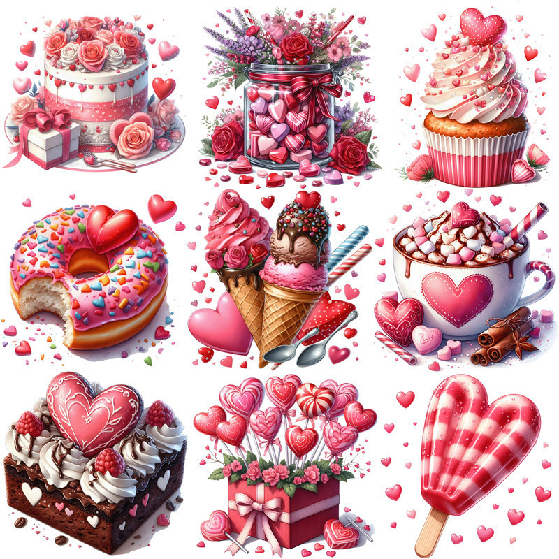 

20Pcs/Pack Valentine's Day Desserts Sticker DIY Craft Scrapbooking Album Junk Journal Decorative Stickers
