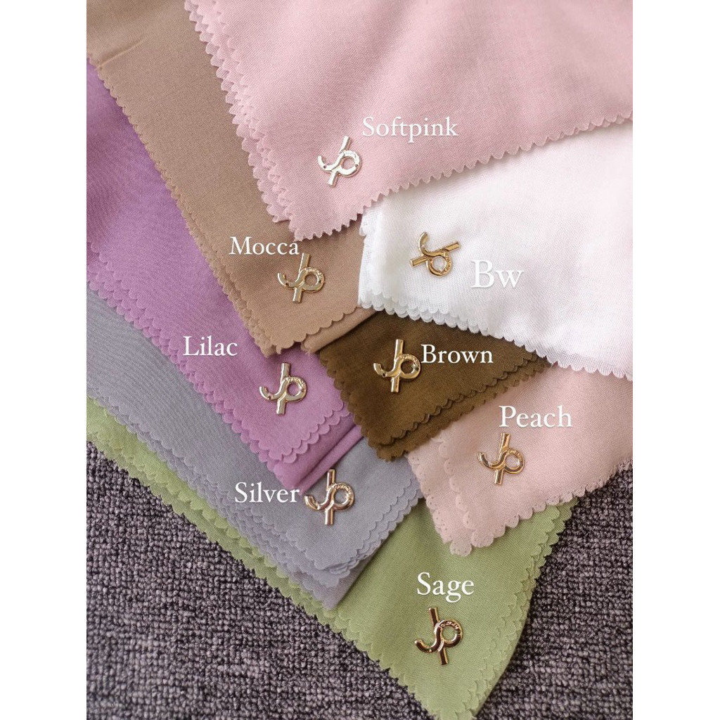 Hijab Polos Buttonscarves/JP kw Hijab Pakai pin B/JP Free Pouch Hijab polos Murah