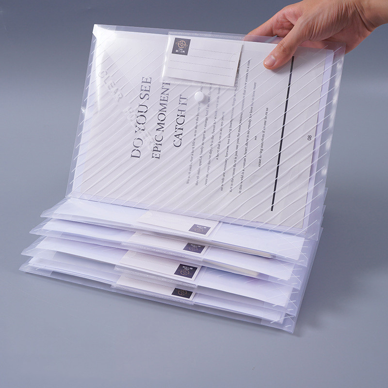 

10Pcs A4 Documents Filing Storage Bag Transparent Plastic File Bag Student Organizer Information Pocket Folders Stationery