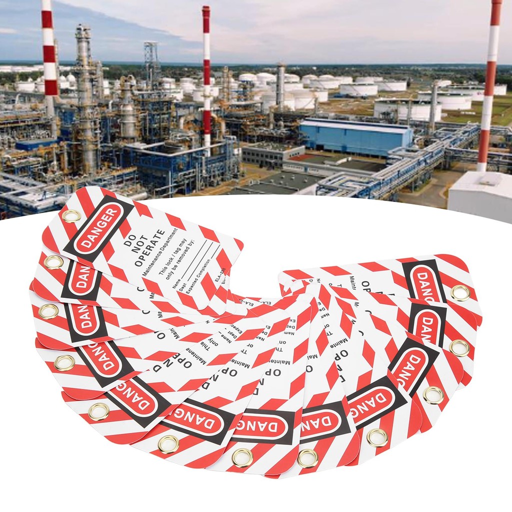 

30PCS Reusable Lockout Tags - Writable Safety Warning Labels for Industrial and Chemical Use