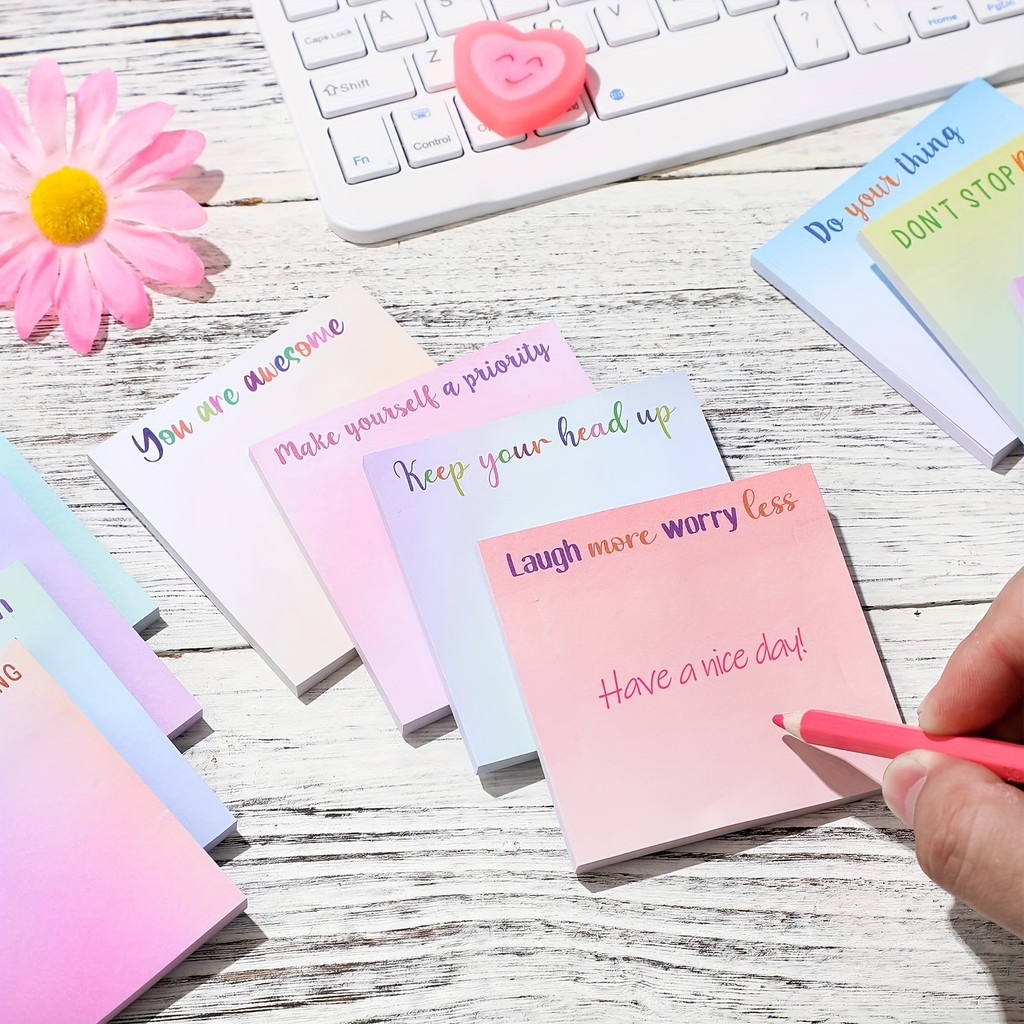 

12 Pcs Inspirational Sticky Notes Motivational Fun Notepads Positive Gifts for Teacher Nurse Coworkers Work Studying Supplies