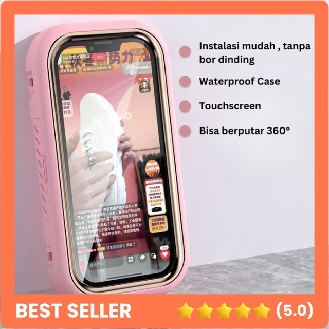 Braket HP Dinding Waterproof Case - Bracket Case HP untuk Kamar Mandi CO