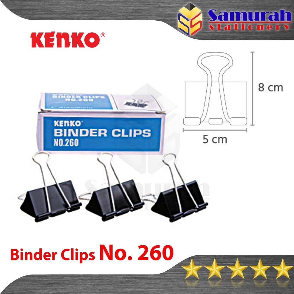 

Binder Clips No 260 Kenko / Clip Hitam Penjepit No.260 / Klip Jepit Kertas Besar