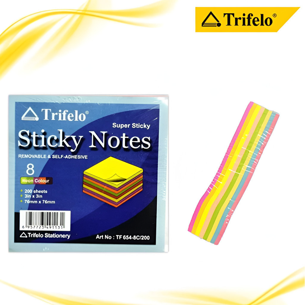

Sticky Notes Trifelo 8 Neon Colour 200 / 400 Sheet 76mmx76mm TF 654-8C / TF 0245-8C