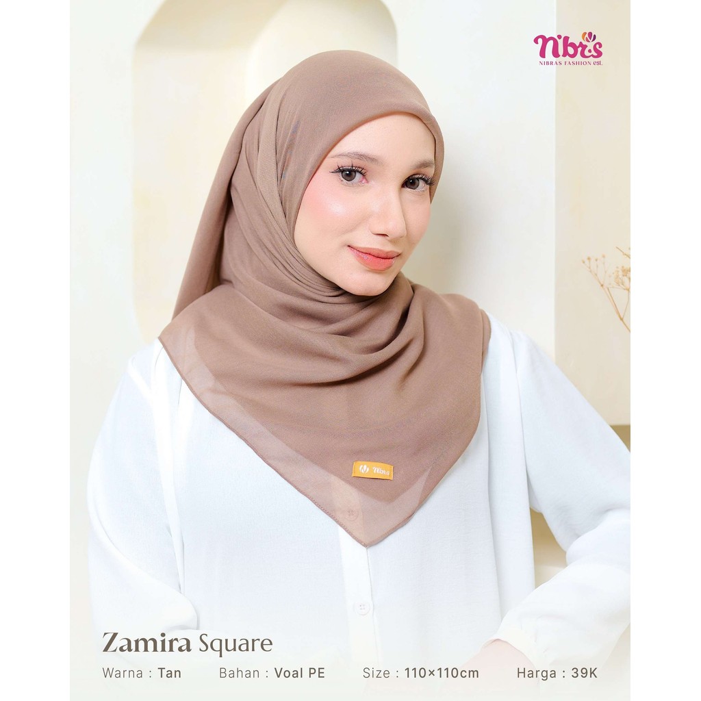 Nibras hijab Zamira Square || Nibras hijab polos segi empat polos