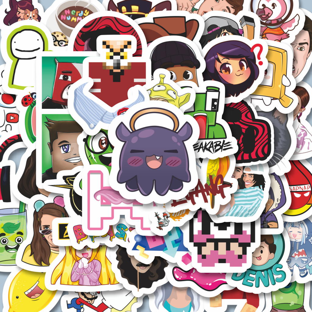 

100PCS Lucu Stiker Kartun Youtuber Anak Stiker Aesthetic Stiker Anti Air Stikers Berperekat Waterproof sticker decal buat Motor Helm Buku Journal Koper Casing HP Laptop Botol Minum Hadiah anak
