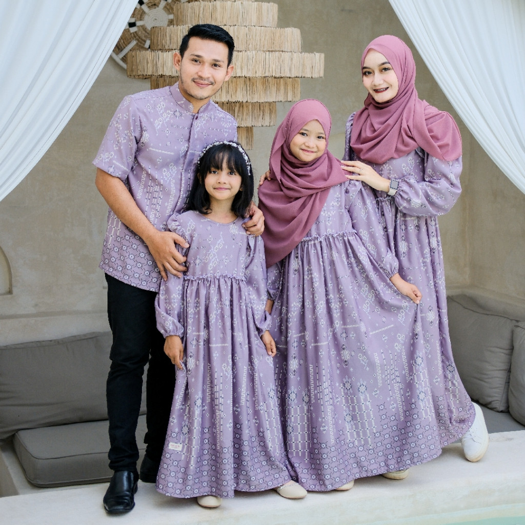 READY - Baju By Lora - Gamis Couple Keluarga SERAVINA TARO | Set Gamis Koko Terbaru Lebaran 2025