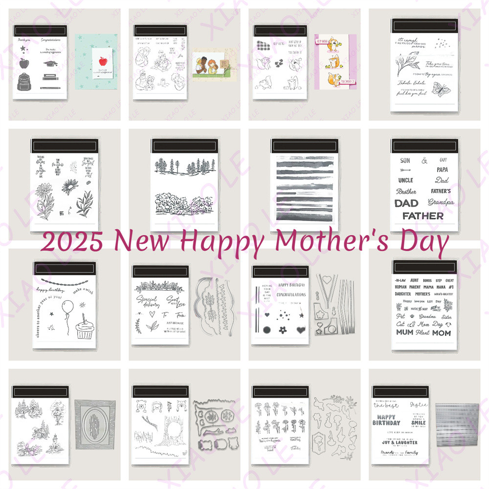 

Happy Mother's Day Thank You Clear Stamps and Metal Cutting Dies Sets for DIY Craft Making Greeting Card Scrapbooking Decoration