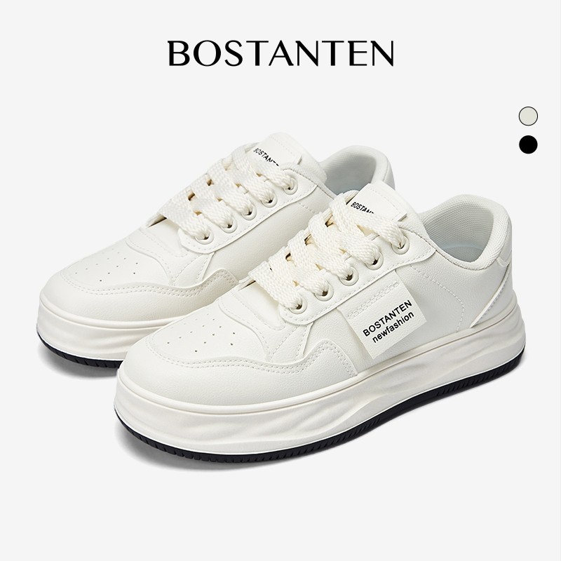 BOSTANTEN Sepatu Kets Wanita Desain Keren Siswa Hitam Putih Nyaman Ukuran 36-41