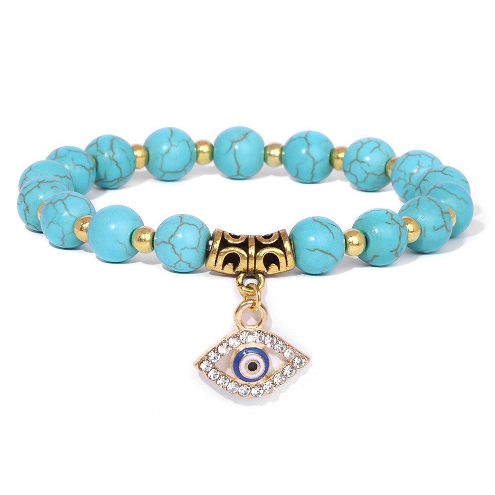Natural stone bead bracelets, female devil's eye pendants, retro and simple men's and women's jewelr