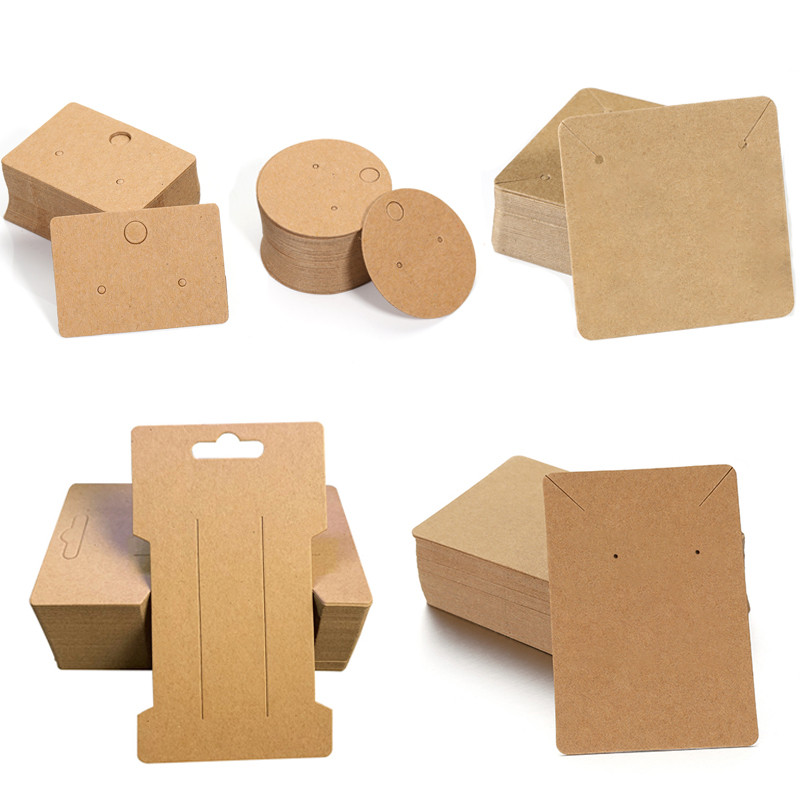 

50pcs/lot Necklace Earring Display Cards Solid Blank Karft Paper Cards Cardboard Hang Price Tag for Diy Jewelry Retail Packaging