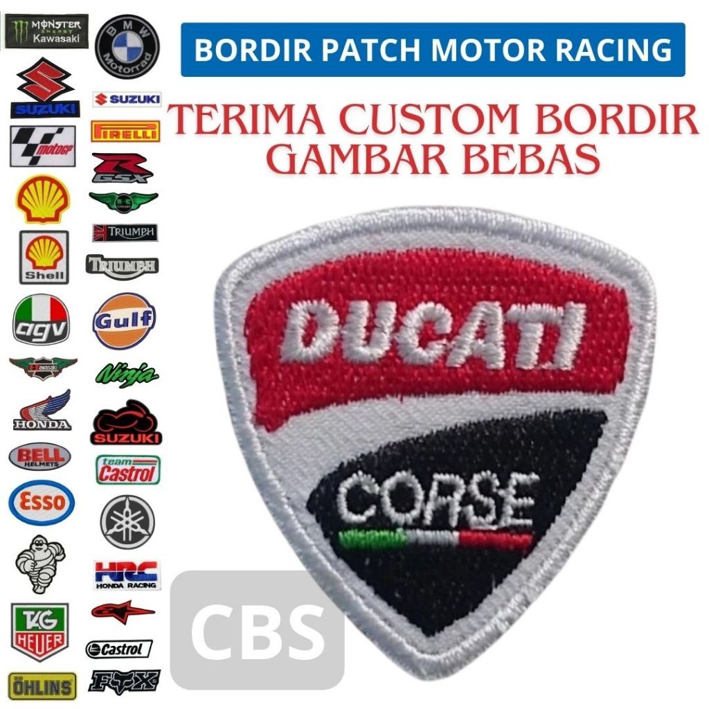 HD PATCH BORDIR EMBLEM AUTOMOTIF MOTOR RACING LENGKAP - LOGO DUCATI