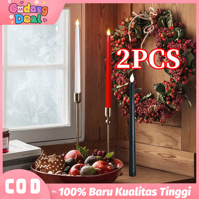 2PCS Lilin Led Elektrik Panjang Lilin Lampu Led Lampu Lilin Baterai Candle Lampu Led Hiasan Kamar