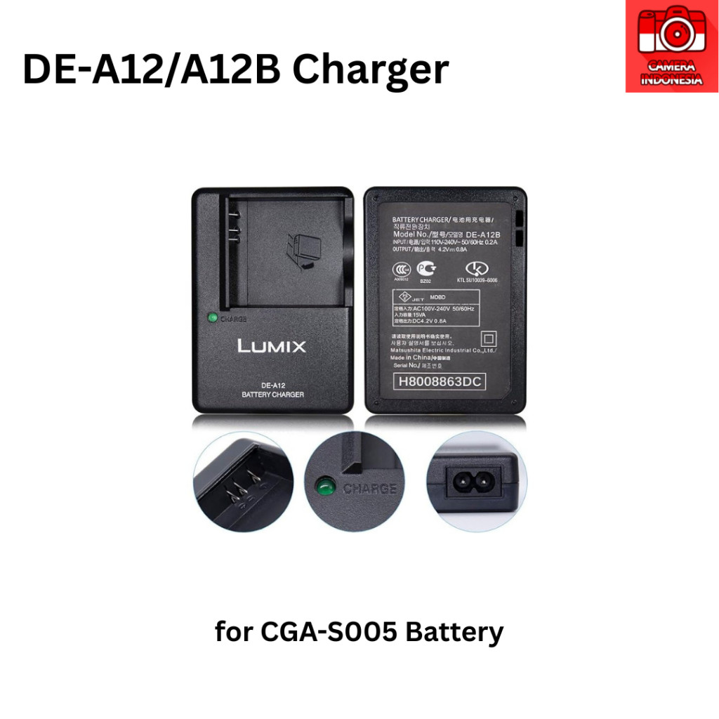 Charger DE-A12 Baterai CGA-S005 Kamera Lumix DMC-FX01 DMC-FX07 DMC-FX10 DMC-FX100 DMC-FX12 DMC-FX150