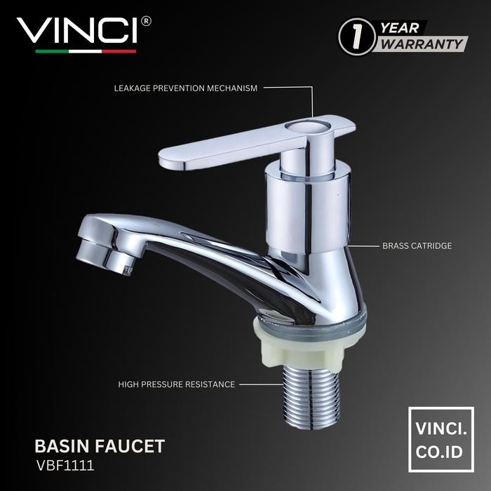 VINCI Keran Air Wastafel Kran Cuci Tangan Engkol Basin Faucet Chrome