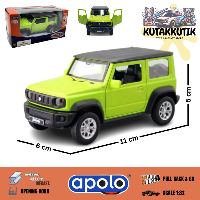 Mainan Mobil Jip Diecast Apolo MSZ 2018 Suzuki Jimny Hijau Skala 1:32