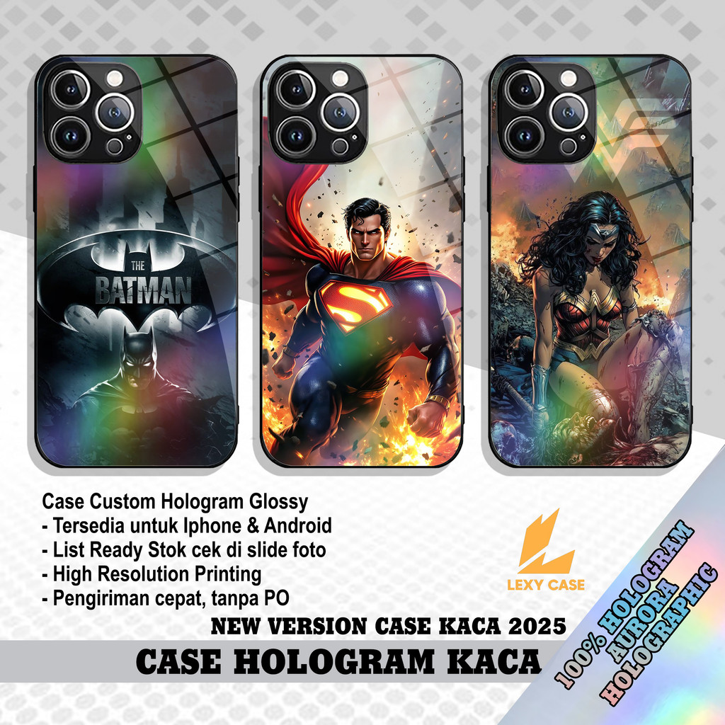 Case Kaca Hologram Poco X7 PRO X3 M3 M7PRO M5 X6PRO G108X Super Hero Casing Glossy Premium Quality S