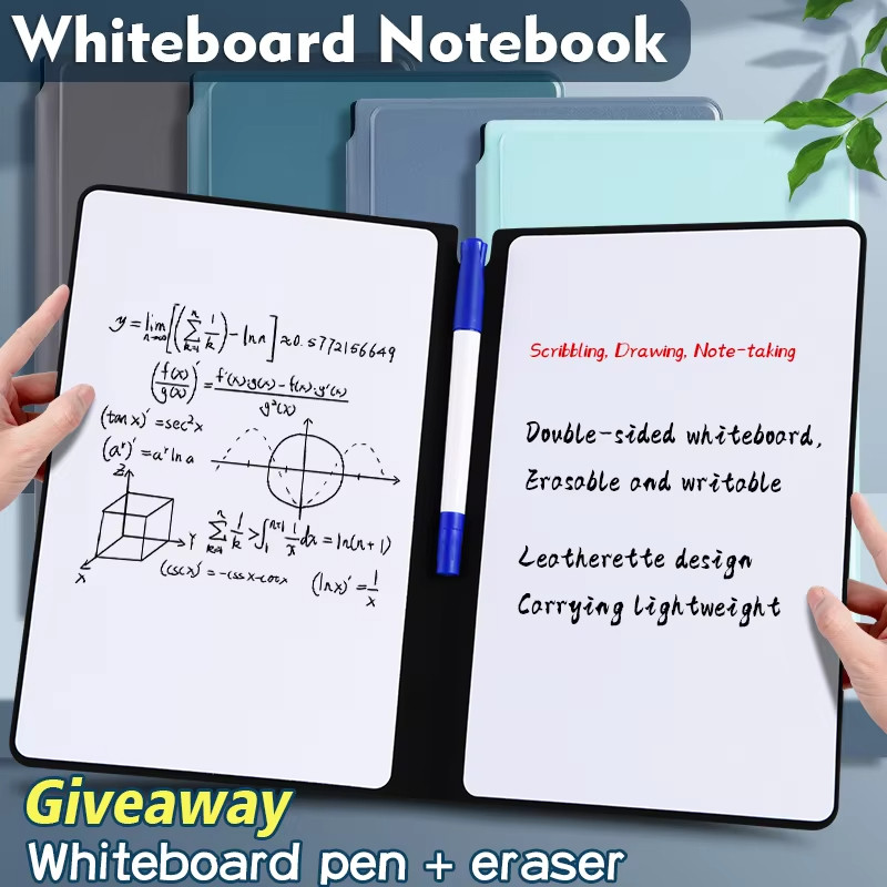 

A5 Reusable Whiteboard Notebook Set with Whiteboard Pen Erasing Cloth Leather Memo Pad Weekly Planner Portable Notebooks Office