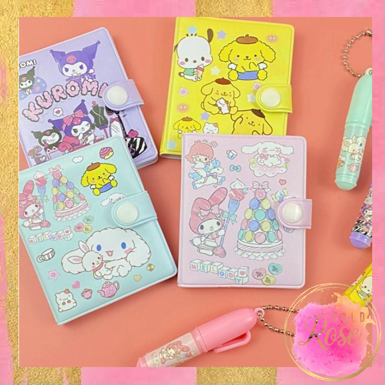 

ℛ S6146 Cute Mini Note Book 2 in 1 Set Memo Diary Motif Mini Klip Note Book and Pen Buku Diary Kancing